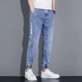 Летние тонкие джинсы, трендовые штаны для отдыха, эластичная талия, свободный прямой крой, коллекция 2021