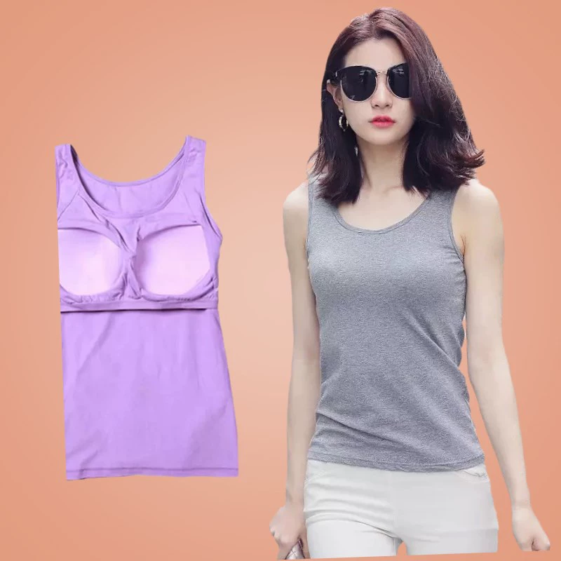 Olandi Ladies No Steel Rings with Chest Cotton Camisole Bra Cup Áo lót Yoga tất cả trong một - Áo vest