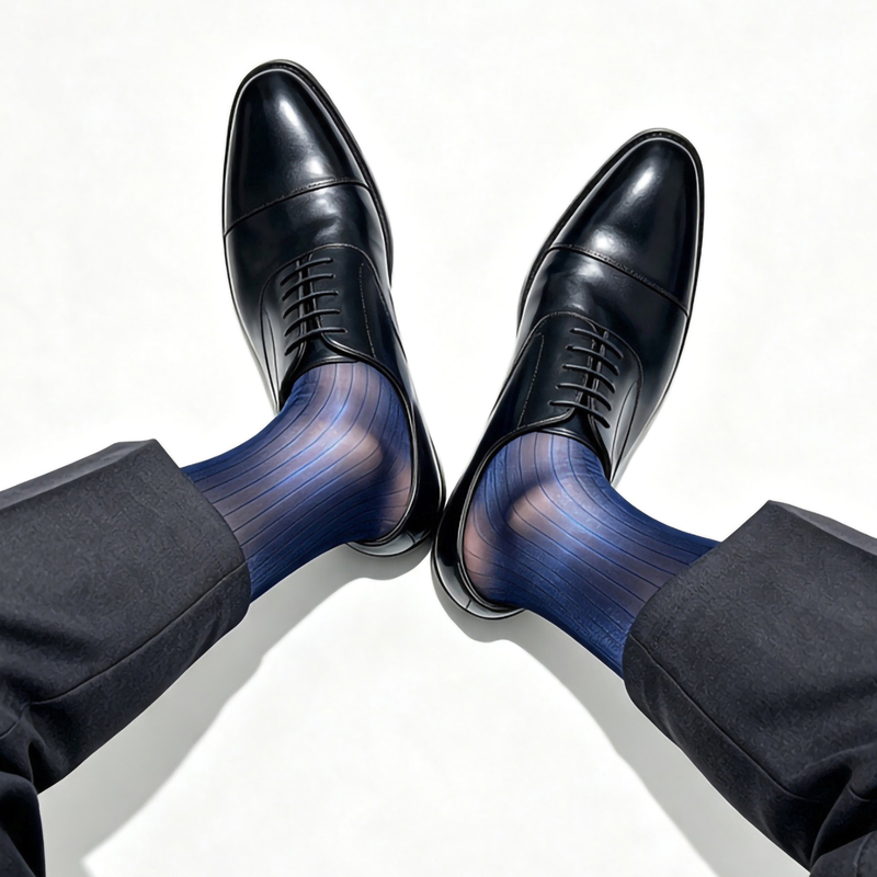 Navy Blue Series Aurora Men's Stockings Long Tube Wide Stripe Glossy Shiny Sexy 0D Ultra-Thin Sexy Formal Socks Navy Blue Series Aurora Men's Stockings Long Tube Wide Stripe Glossy Shiny Sexy 0D Ultra-Thin Sexy Formal Socks