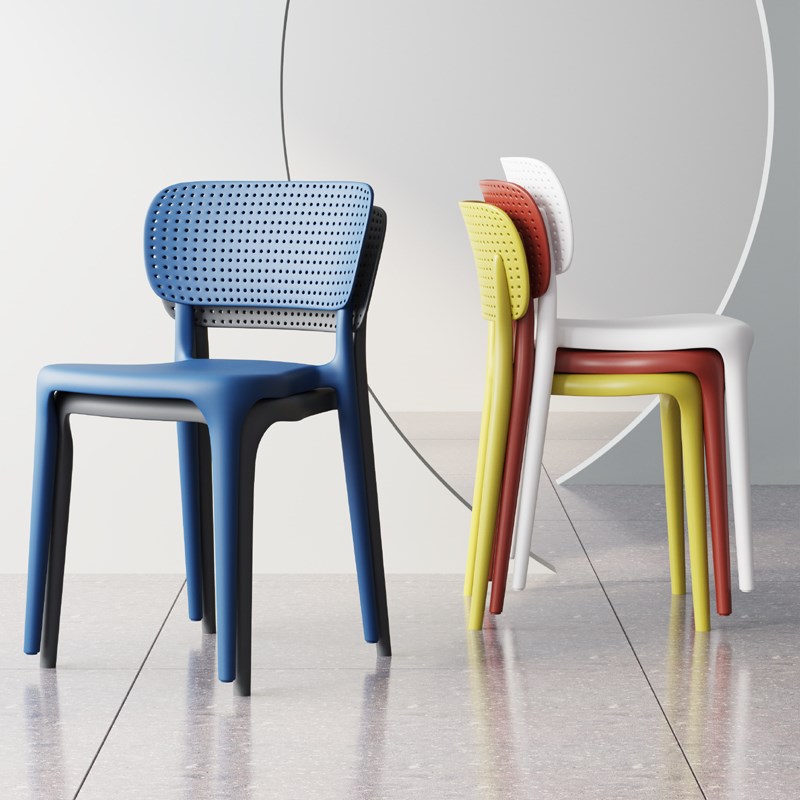 Plastic chair backrest adults Easy table rubber chair thickened modern minimalist desk stool Home Nordic dining chair