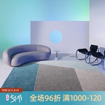 (Jiayin original)Nordic line light luxury blue carpet living room sofa bedroom handmade wool side carpet customization