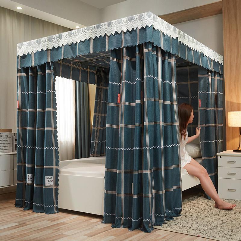 Thickened physical shading bed Mantle Bed Curtain Mosquito Net One-piece With Bracket Dust Protection 1 5m2 Mi 1 8 Double beds Home-Taobao