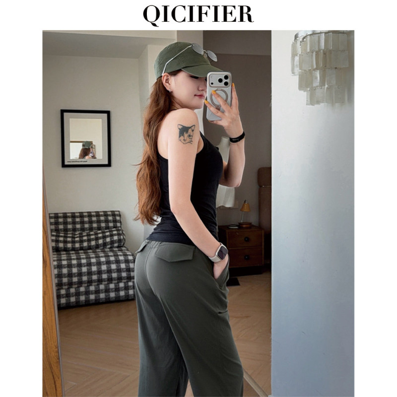 【Qicifier】Doudou Pants Summer Cool and Slimming Adjustable Versatile Sports Outdoor Yoga Pants 5401