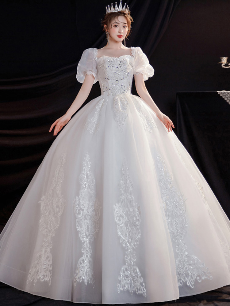 Bubble sleeve wedding dresses show thin bride, 200 catties of fat mm, thin temperament, wedding main wedding dress winter pregnant woman