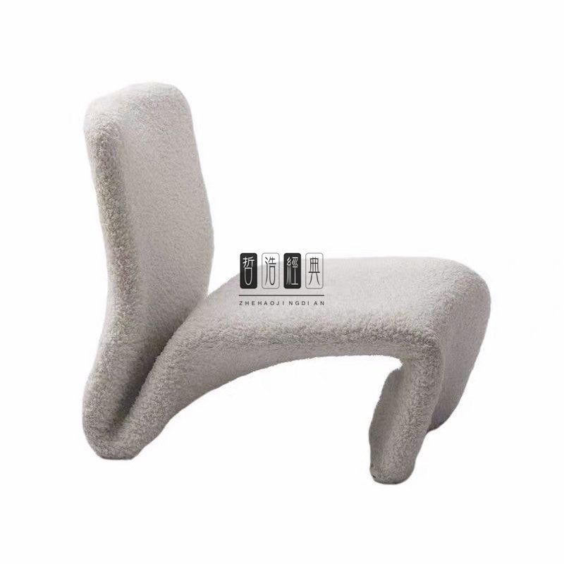 Designer's new fiberglass lamb wool leisure chair modern art minimalist villa model room special-shaped sofa chair