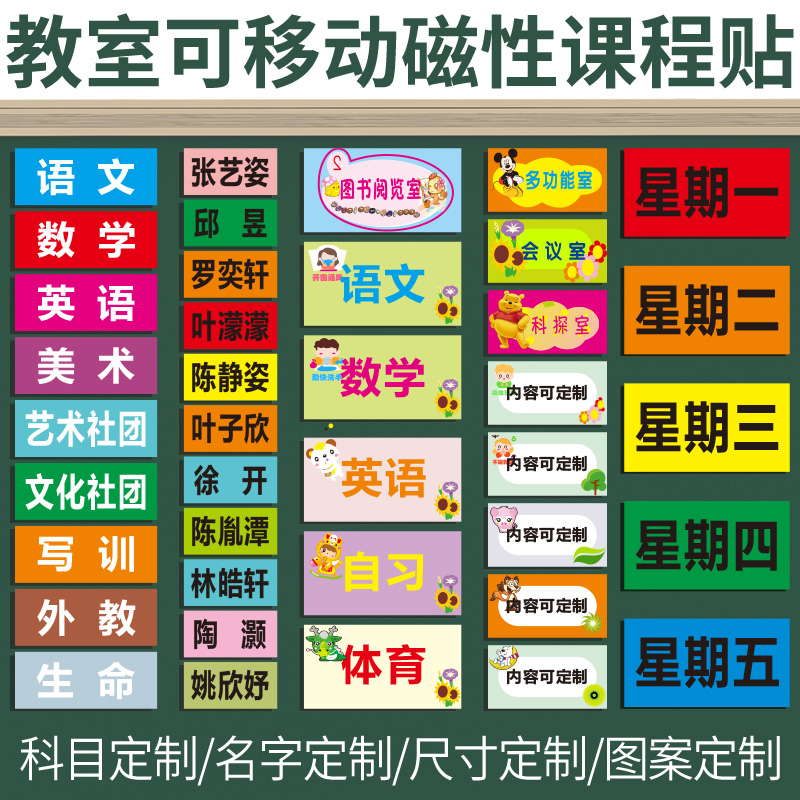 Customized course tablesMagnetic tape tablessName digital English blackboard plate plate plastic magnetic patch magnetic tape open course iron soft magnetic affixed office teaching supplies