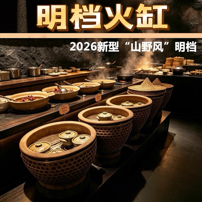 Traditional Bamboo-Woven Shell Fire Pot for Simmering Soup in an Open-Air Setting, Old-Fashioned Charcoal-Heated Fire Pot