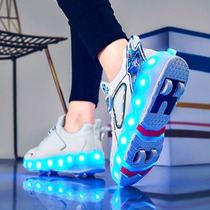 2024 new summer childrens running shoes with wheels four-wheeled running shoes for boys and girls breathable retractable roller skates