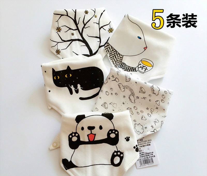 Baby triangular towel pure cotton saliva towel male and female boy 0-1-3-6 years old by button baby enclosure for spring and summer increased number A