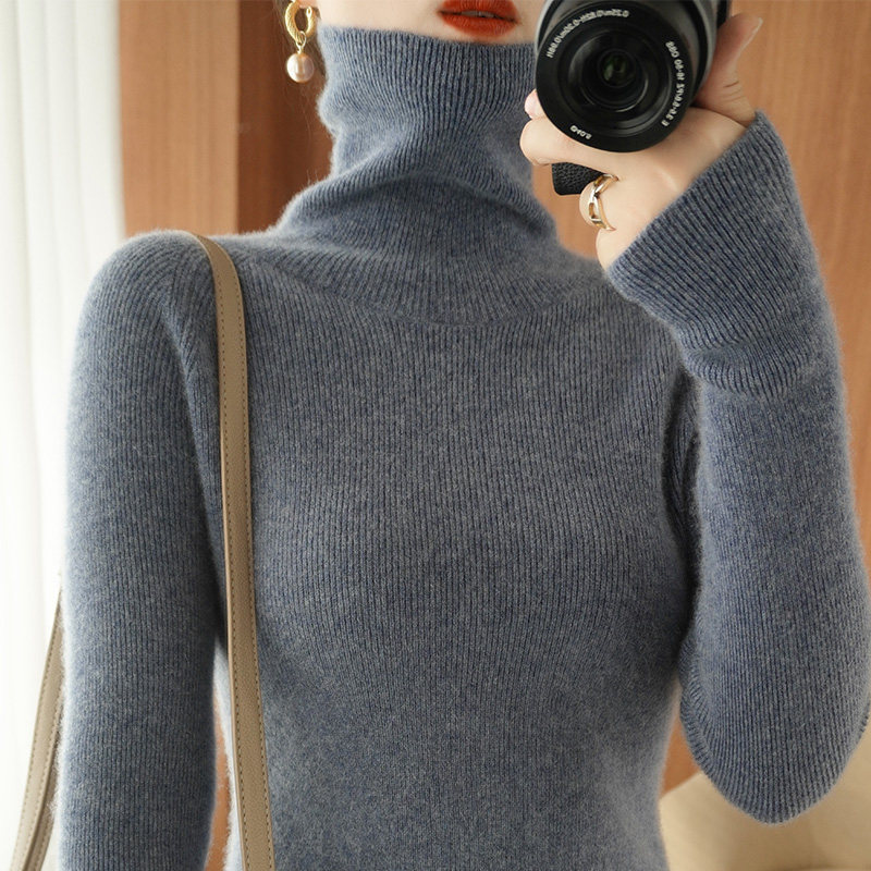 Ditu Dun 2021 autumn and winter new high-necked cashmere sweater female slim thick pullover sweater wool knitted bottoming shirt