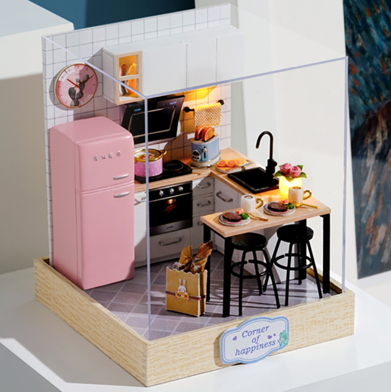 diy Cabin 1:32 Hand Made small house assembly model microscopic scene creative birthday present for girls