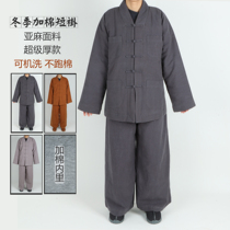 Good fate monk clothing winter linen short coat thick cotton warm men and women cotton jacket monk small coat winter monk clothing