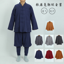 Monk clothing male leggings free summer short gown cotton and linen thin gown suit monk clothing bhikkhuni female cool goodness