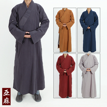 Good fate monk clothing coat Spring and Autumn Winter thick linen cotton wrinkle resistant gown clothes male monk robe Four Seasons gown