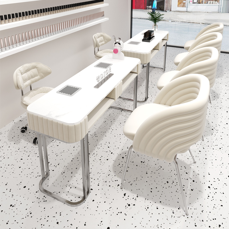 Zhongminyunshang Cream-Style Stainless Steel Manicure Table and Chair Set with Built-In New Vacuum Cleaner That Does Not Leak Dust Manicure Table