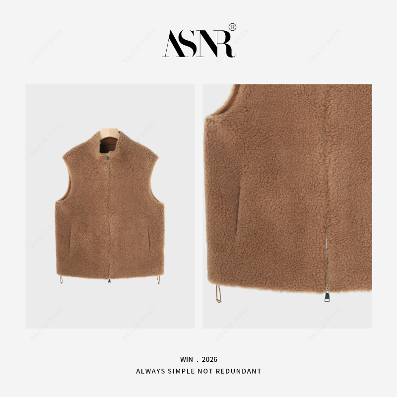 Braid I 100% Sheep Wool·Long Wool Vest Hk26002【Length 62】 Braid I 100% Sheep Wool·Long Wool Vest Hk26002【Length 62】