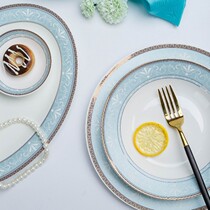 Dishes set Household bowls and plates Jingdezhen tableware rice bowls Ceramic plates Combination bowls and chopsticks Simple eating bone China