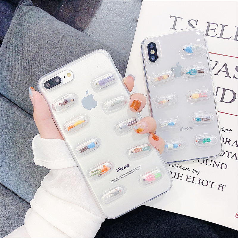 Small and happy Joe Inn The same applies 12 Apple 13 phone protection shell 12promax pill iPhone11 capsule x small human xr three-dimensional 8plus transparent 7 full package soft glue