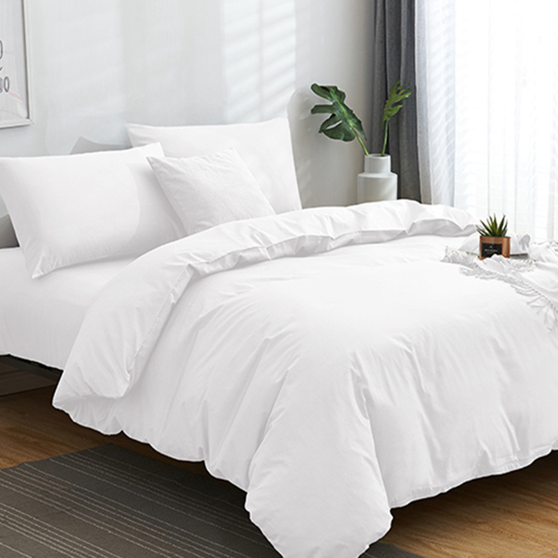 Four-piece Nordic-style B&B-style three-piece bed set for hotel and hotel pure cotton pure white bedding