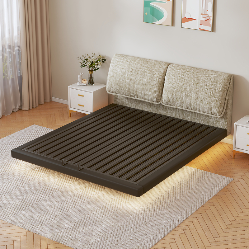 Iron Art Suspended Bed Frame Single Bed for Home Bedroom Elephant Ear Chenille Soft Cover Double Suspended Bed Wedding Bed