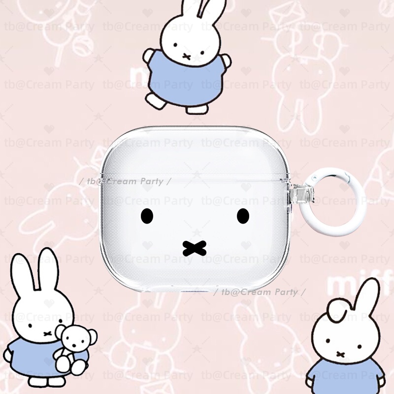 Miffy Cute Earphone Case Miffy Transparent Soft Shell Suitable for Ap4 New AirPods Pro Second Generation Apple Third and Fourth Generation Protective Case Y2K Retro