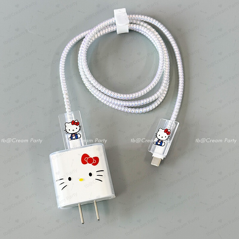 Kitty Charger Protective Cover Hello Kitty Is Compatible with Apple 18W/20W Charging Head and Data Cable Protective Cover