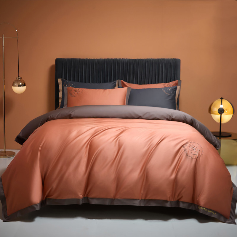 High-grade 160 long staple cotton four-piece cotton cotton 100 bedding sheet bed sheet bed hat kit quilt cover winter