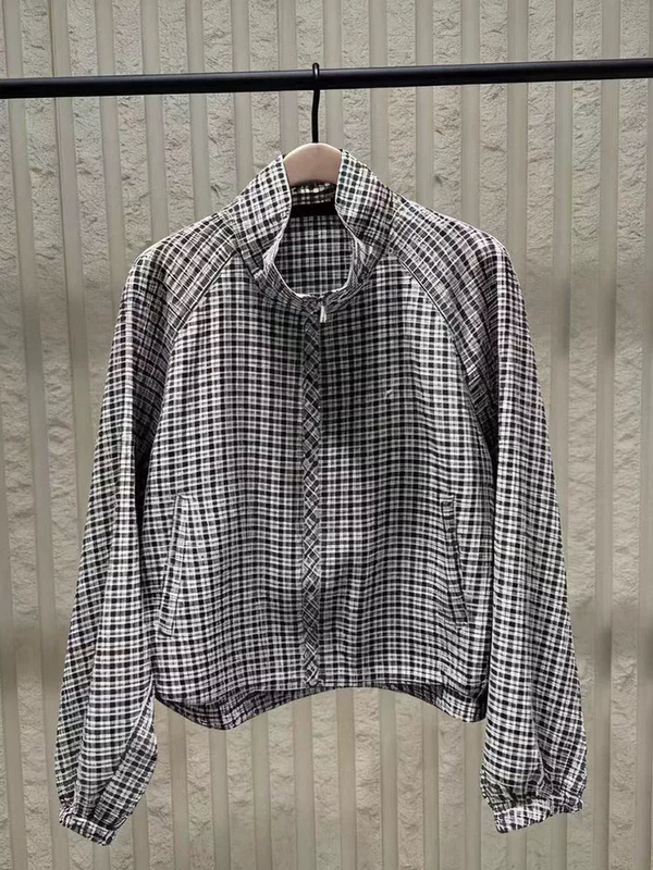 【C+ Series】Authentic Jacket 2026 Summer New Arrival Blue and Black Plaid Drawstring Light Sports Coat Mbf2Cot006
