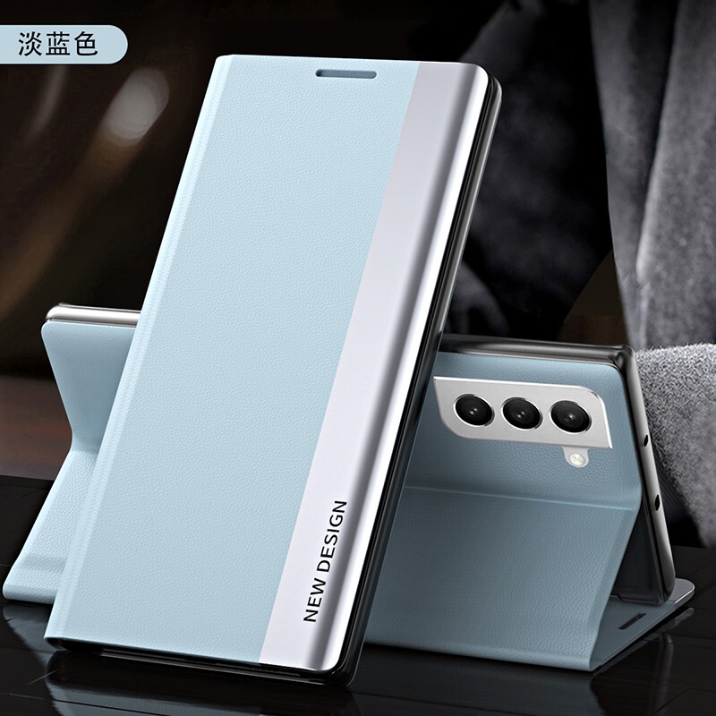 Suitable for 5g Samsung S22 Ultra Phone Case Film, 3-Star S22+ Folding Window Leather Case, Samsung S23 Flip Stand, Galaxy S22 Plus Double-Sided Full-Cover Anti-Drop S24 Stylish for Men and Women