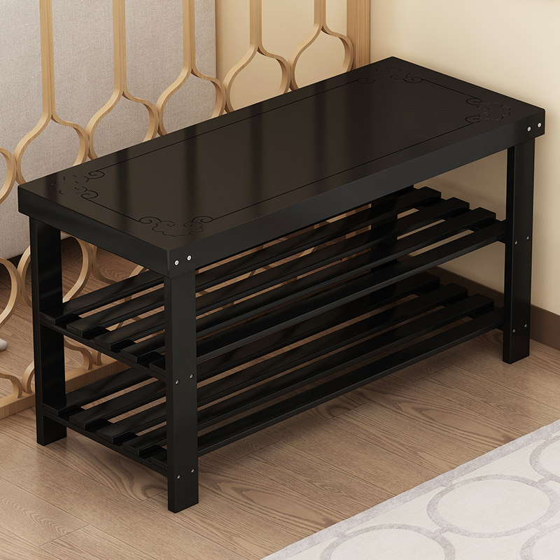 Net Red Black Sitting Nan Bamboo Shoe Rack Simple Doorway Mini Changing Shoes Stool Multilayer Free of perforated Home Containing Stool