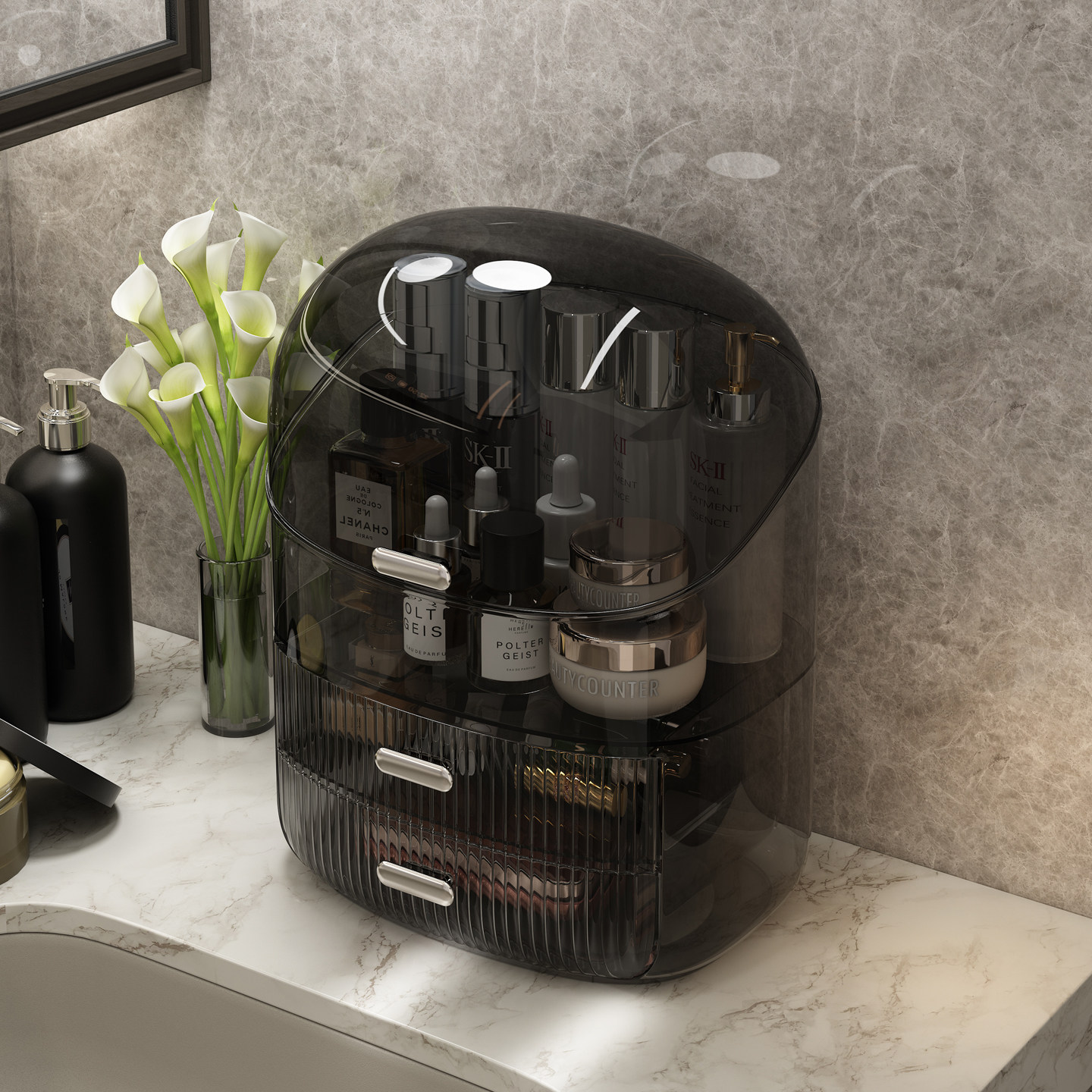 Transparent Organizing Box, Transparent Desktop Storage Box, Organizing Basket, Cosmetics, Facial Masks, Snacks, Dormitory Drawers, Multi-Layer Storage