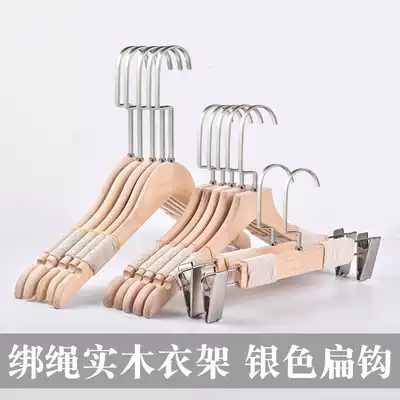 Tied rope hanger children's clothing shop hanger batch children's wooden solid wood clothing store customized non-slip wooden middle and large Children
