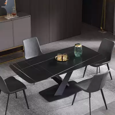 Italian minimalist rock board table rectangular simple modern small apartment designer creative light luxury dining table and chair combination