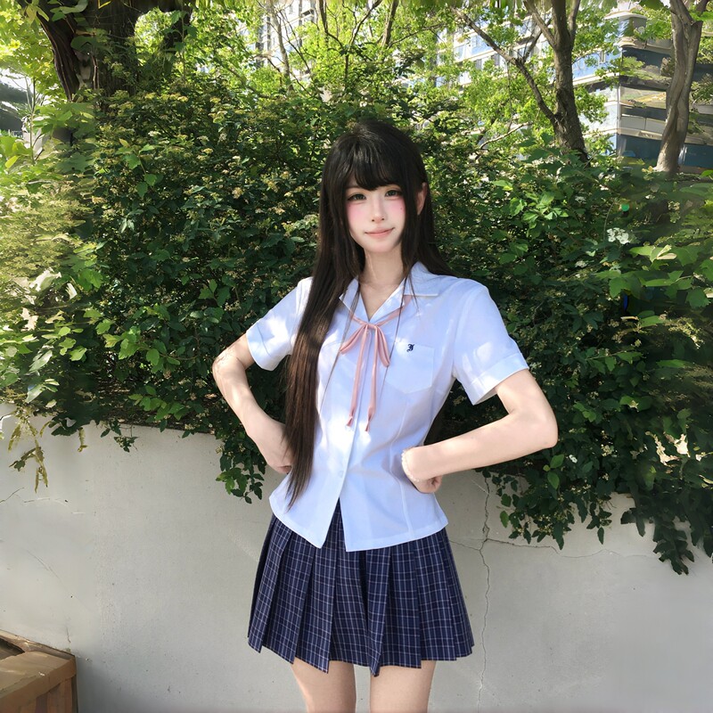 Xiaoxia·Open-Front Waist-Cinching Shirt/Original Jk Open-Front Waist-Cinching Short-Sleeve Shirt for Girls, School Style, Summer College Style
