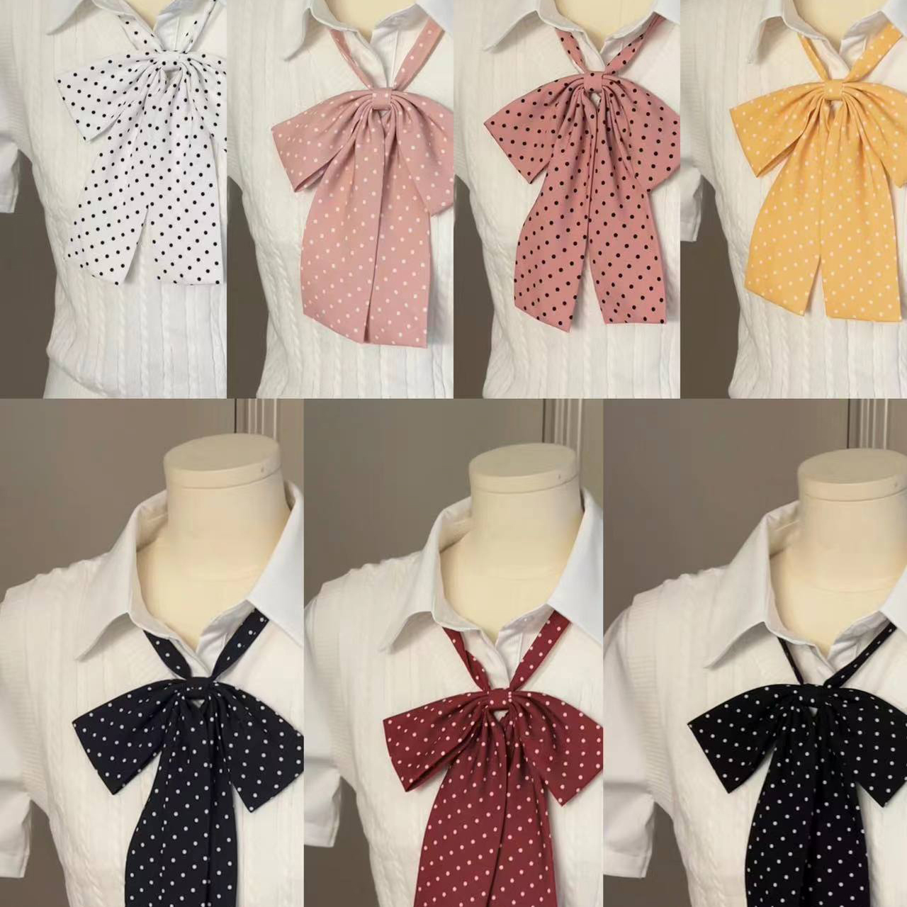 無地蝶ネクタイ/JKチェック柄スカートシャツ蝶ネクタイフラットアングルフェザールート蝶ネクタイ水玉ロングハンドル大きな蝶アクセサリー