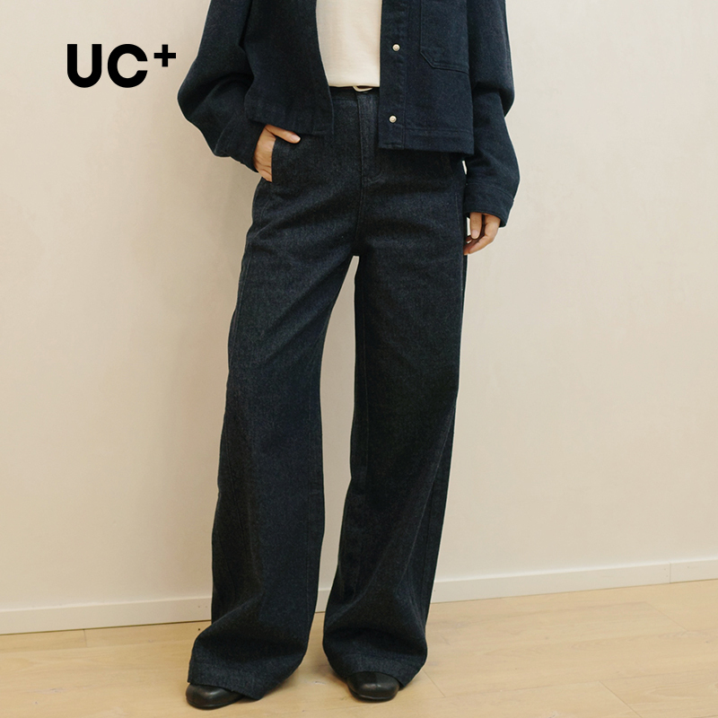 [Contains Wool Straight-Leg Jeans] Uc+ New Autumn and Winter Thick Slim-Fit Jeans for Commuting