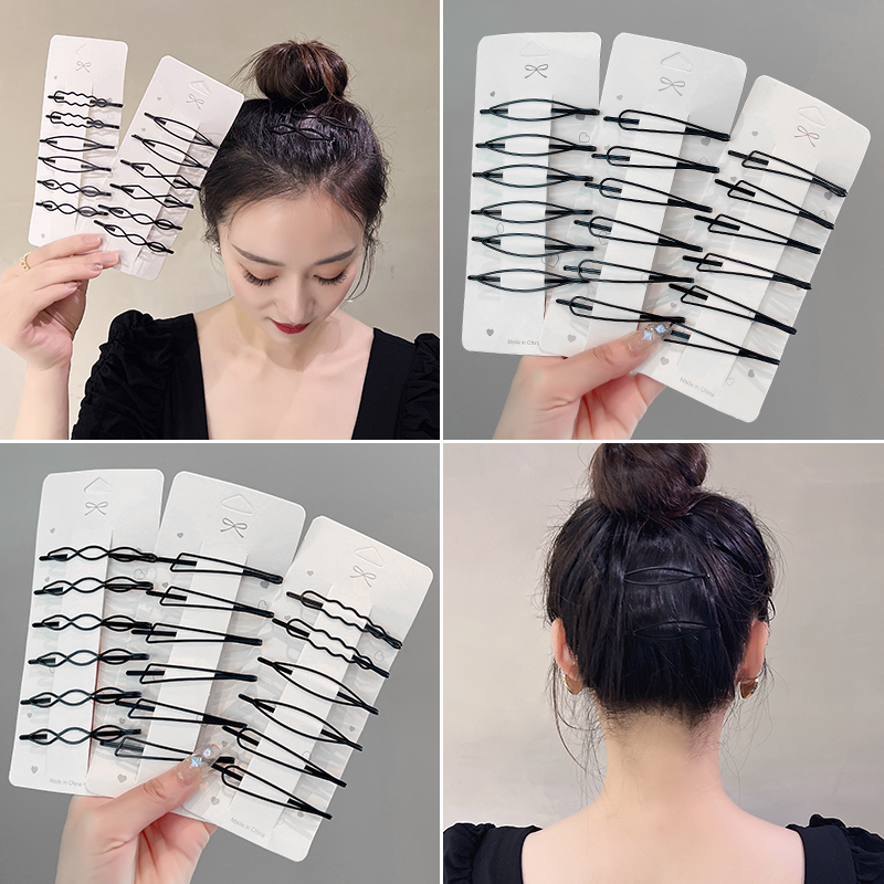Black hairpin female summer side with a clip of broken hair clip and a scarless hair card top clip