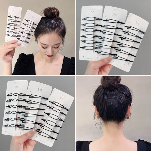 Black hairpin female summer side with a clip of broken hair clip and a scarless hair card top clip
