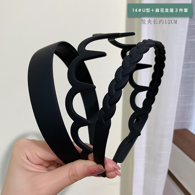 images 22:Smolted black hair hoop In summer, wear a hair card and shredded hair to organize the artifact with tooth pressing hair and decorate the face hoop