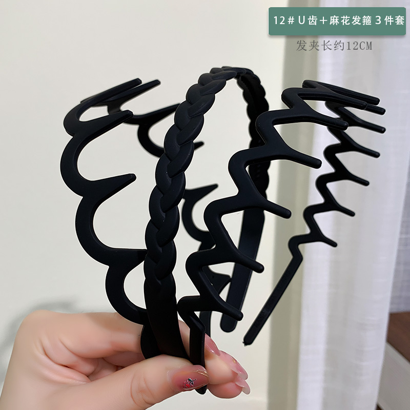 images 10:Smolted black hair hoop In summer, wear a hair card and shredded hair to organize the artifact with tooth pressing hair and decorate the face hoop