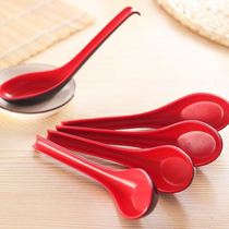 Hotel Quality Melamine Color Spoon Red and Black Hook Spoon Long Handle Soup Plastic Ramen Spoon Home Hotel Spoon