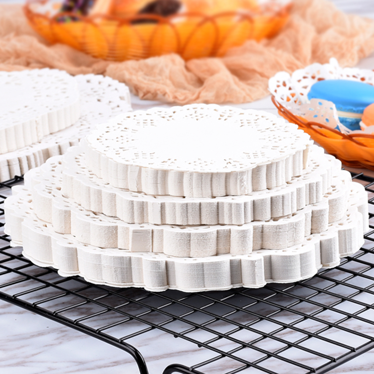 Lace paper mat oil-absorbing paper food special kitchen home baking pizza cake fried barbecue round flower bottom paper