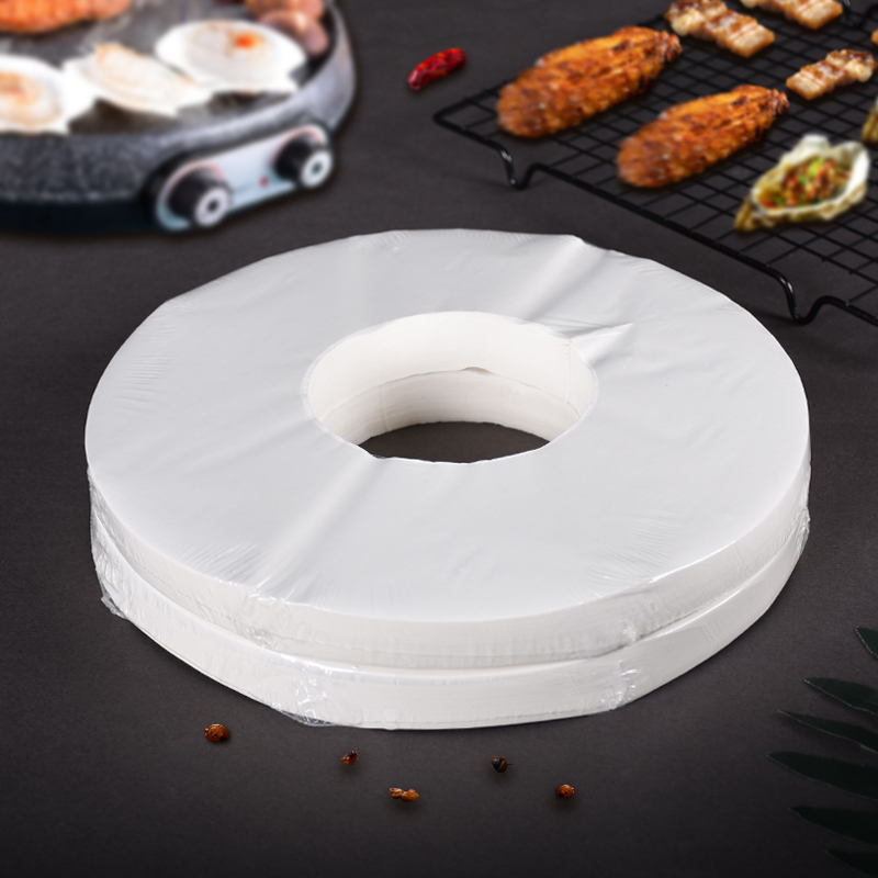 Ring barbecue paper round baking paper baking pan pad paper rinse baking integrated pot pad paper electric oven pad paper 500 customized