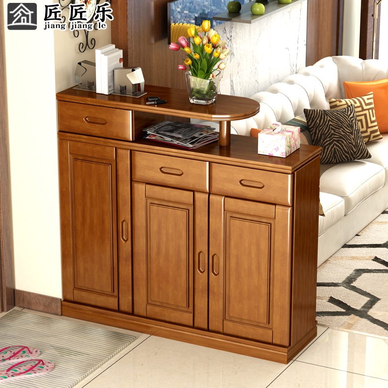 Solid wood living room compartment shoe cabinet double-sided porch cabinet Chinese-style home entrance door entry large-capacity hall hall hall cabinet