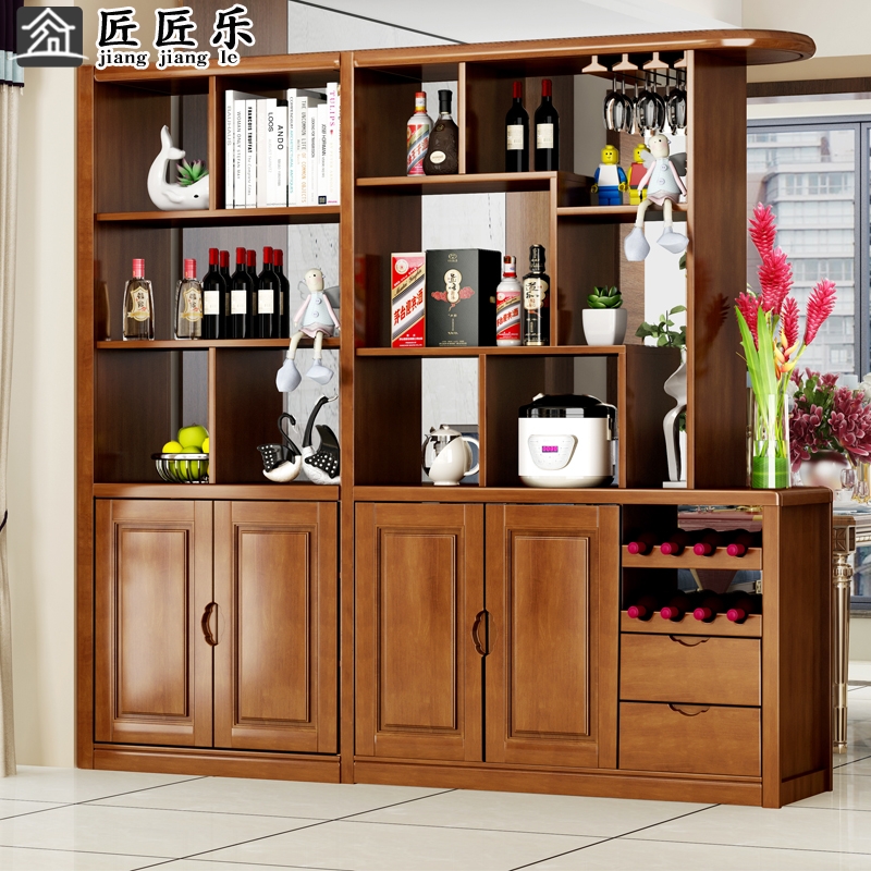 Solid wood room hall cabinet living room compartment cabinet wine cabinet Chinese style porch cabinet entry door hall cabinet double-sided screen storage shoe cabinet