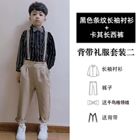 Черная рубашка, штаны, подтяжки, галстук-бабочка