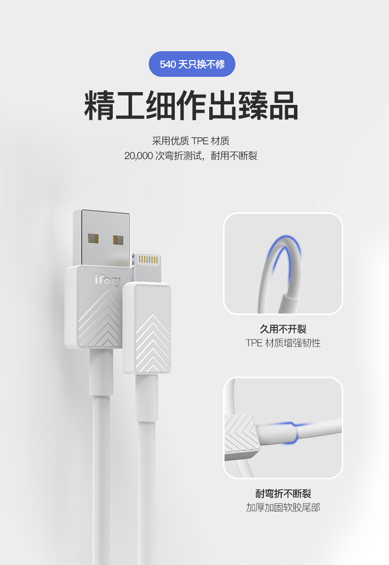 MFi认证 iFory 苹果PD快充数据线 0.3m 图6
