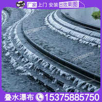 Outdoor black gold sand stacked waterscape trapezoidal spring customized urban garden villa landscape stone water curtain flowing water fountain