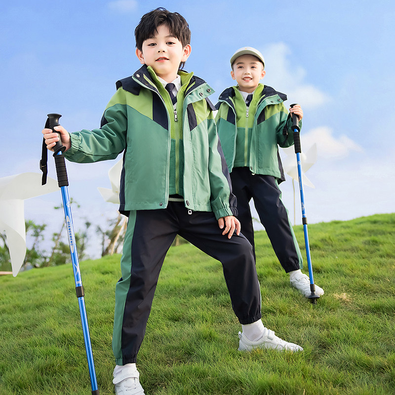 Primary school uniform Autumn Winter Clothing Kindergarten Green Children plus thick Winter Dressing Clothing Clothing Winter