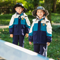 Primary school uniform suit plus thickening childrens charge clothing three pieces of kindergarten suit spring and autumn clothing